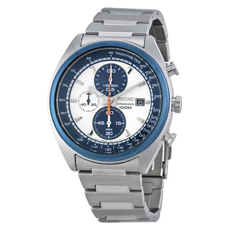 Seiko Neo Sport Chronograph Blue and White Dial Stainless  .